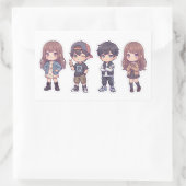 Cute Kawaii Adorable Chibi Kids Sticker Pack of 4 (Tas)