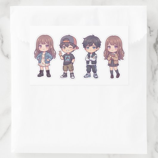 Cute Kawaii Adorable Chibi Kids Sticker Pack of 4 (Tas)