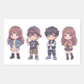 Cute Kawaii Adorable Chibi Kids Sticker Pack of 4 (Voorkant)