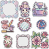 Cute Kawaii Aesthetic Sticker Bundle – Frames, Bea (Voorkant)