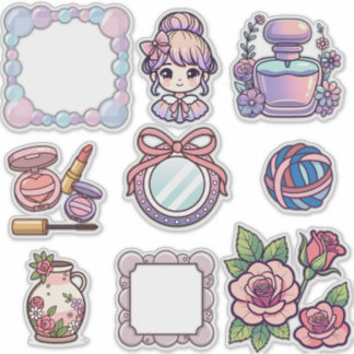 Cute Kawaii Aesthetic Stickerbundel – Frames, Bea Sticker