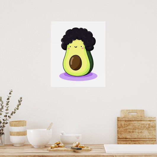 Cute Kawaii Afrocado Poster (Keuken)