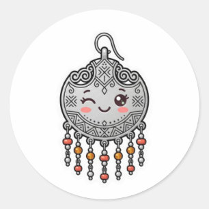Cute Kawaii Amazigh Marokkaanse Zilveren Oorbelsti Ronde Sticker