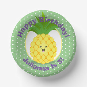Cute kawaii ananas cartoon illustratie papieren kommen