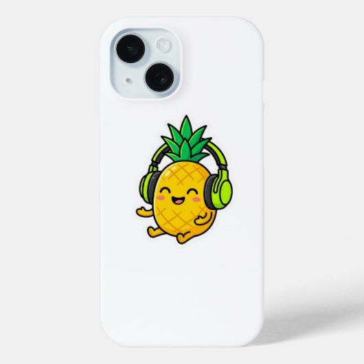 Cute Kawaii Ananas met Hoofdtelefoon SuSticker Case-Mate iPhone Case (Achterkant)