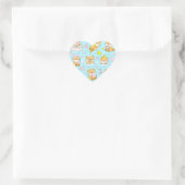 Cute Kawaii Animal Bath Time Pattern | Blue Pastel Hart Sticker (Tas)