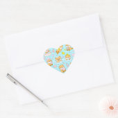 Cute Kawaii Animal Bath Time Pattern | Blue Pastel Hart Sticker (Envelop)