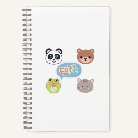 Cute Kawaii Animal Faces | Adorable Cartoon Design Notitieboek (Voorkant)