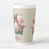 Cute Kawaii Animal Watercolor Illustration Latte Mok (Voorkant)