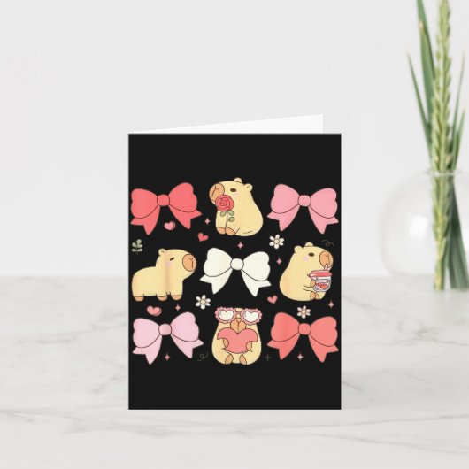 Cute Kawaii Animals And Nk Coquette Bows Aesthetic Kaart (Voorkant)