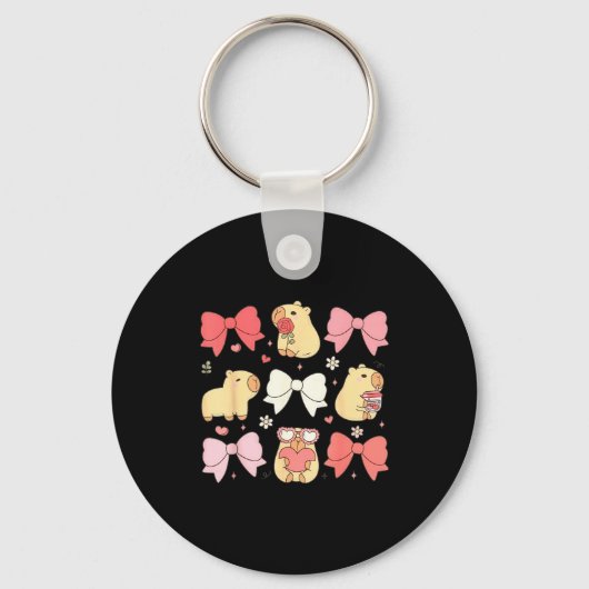 Cute Kawaii Animals And Nk Coquette Bows Aesthetic Sleutelhanger (Voorkant)