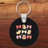 Cute Kawaii Animals And Nk Coquette Bows Aesthetic Sleutelhanger (Voorkant)