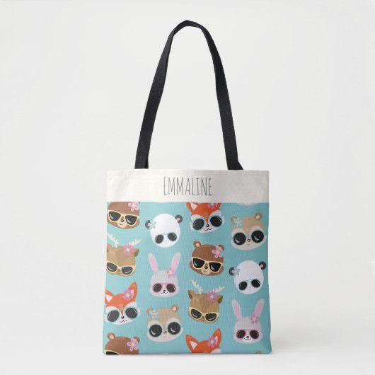 Cute Kawaii Animals Sunbril Blue Specialized Tote Bag (Voorkant)