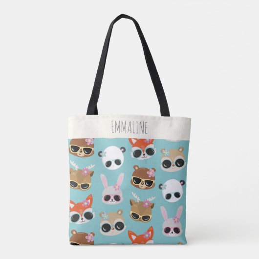 Cute Kawaii Animals Sunbril Blue Specialized Tote Bag (Achterkant)