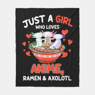 Cute Kawaii Anime Axolotl Japans Ramen Noodles G Fleece Deken