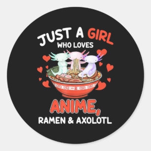 Cute Kawaii Anime Axolotl Japans Ramen Noodles G Ronde Sticker