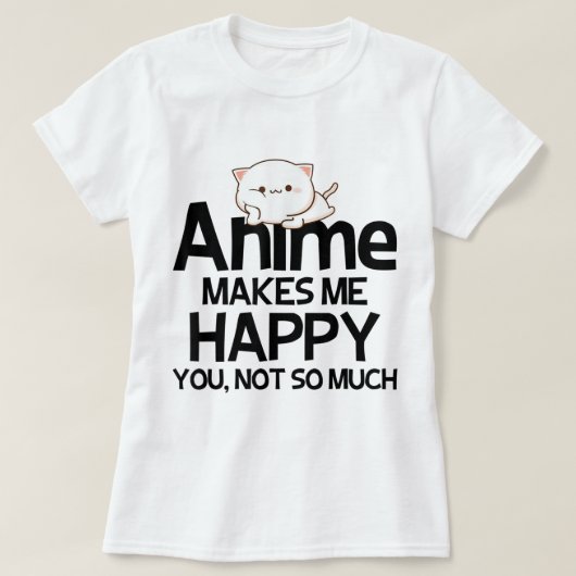 Cute Kawaii Anime Cat Joke Design T-shirt (Design voorkant)