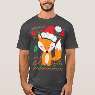 Cute Kawaii Anime Fo in Santa Hat Ugly Kerstmis S T-shirt