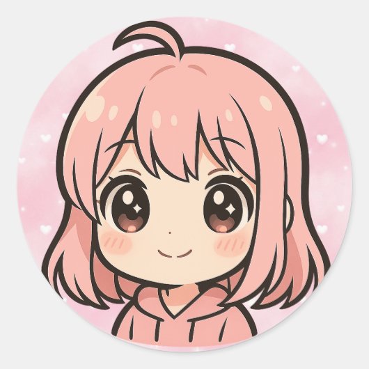 Cute Kawaii Anime Girl Face Sticker (Voorkant)