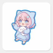 Cute Kawaii Anime Girl Sticker (Voorkant)