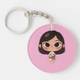 Cute Kawaii Anime Meisje Roze Sleutelhanger voor R