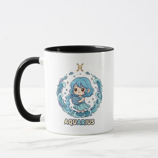 Cute Kawaii Aquarius Zodiac Sign Mok (Links)