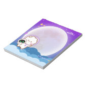 Cute Kawaii Astronaut Jinnie in de paarse ruimte Notitieblok (Linkerzijde)