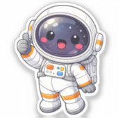 Cute Kawaii Astronaut Thumbs Up Vinyl Sticker (Voorkant)