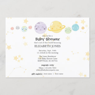 Cute Kawaii Astronomy Baby shower Kaart