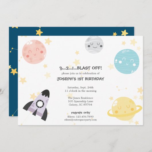 Cute Kawaii Astronomy Kind Birthday Kaart (Voorkant / Achterkant)