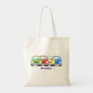 Cute kawaii auto's cartoonillustratie tote bag