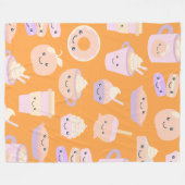 Cute Kawaii Autumn Pumpkin Pie Pattern in Pastel Fleece Deken (Voorkant (Horizontaal))