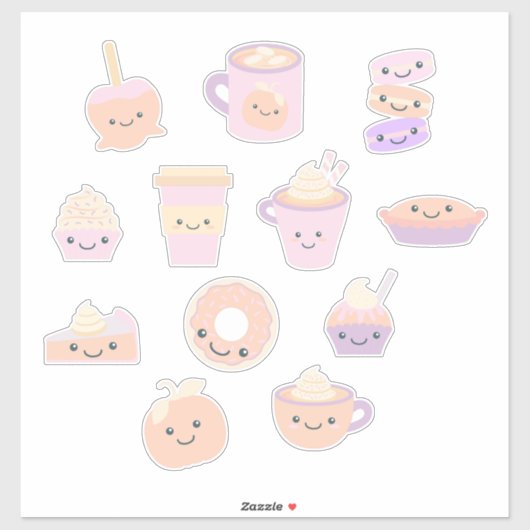Cute Kawaii Autumn Pumpkin Pie Pattern in Pastel Sticker (Vel)