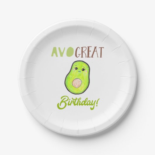 Cute Kawaii Avocado Avo Great Birthday Sweet Papieren Bordje (Voorkant)