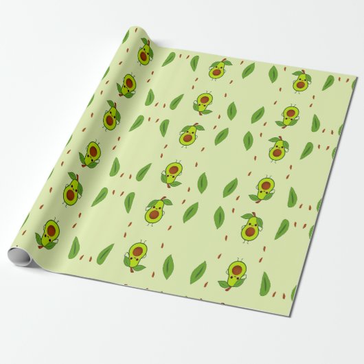 Cute kawaii avocado cadeaupapier (Uitgerold)