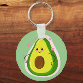 Cute Kawaii Avocado Cartoon Drawing Sleutelhanger (Voorkant)