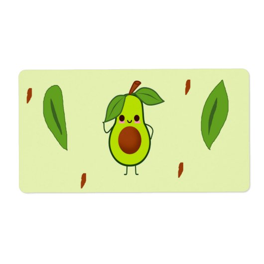 Cute kawaii avocado etiket (Voorkant)