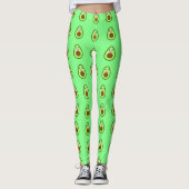 Cute kawaii avocado guacamole groen leggings (Voorkant)