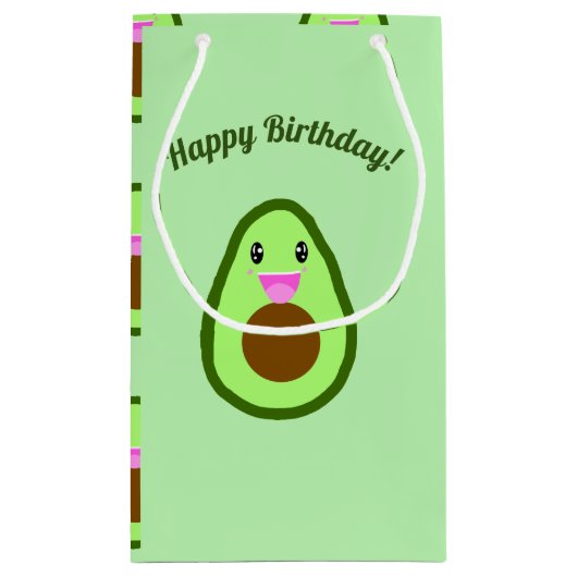 Cute Kawaii Avocado Happy Birthday Klein Cadeauzakje (Achterkant)