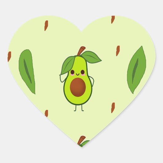 Cute kawaii avocado hart sticker (Voorkant)