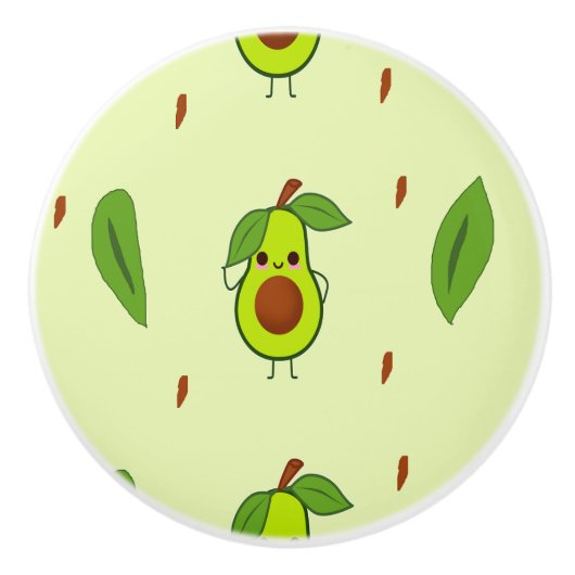 Cute kawaii avocado keramische knop (Voorkant)