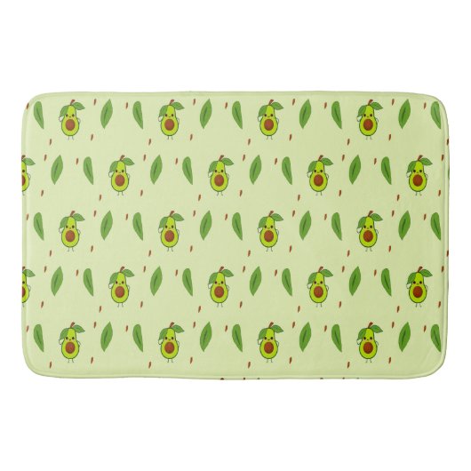 Cute kawaii avocado on green badmat (Voorkant)