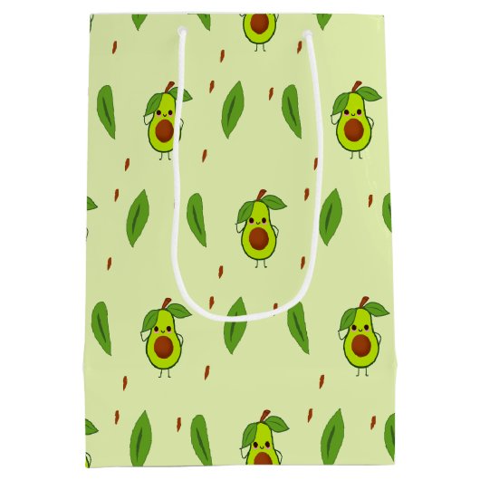 Cute kawaii avocado on green medium cadeauzakje (Achterkant)