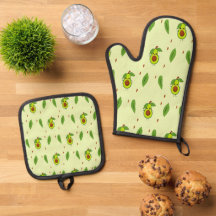 Cute kawaii avocado on green