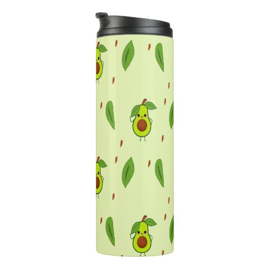 Cute kawaii avocado on green thermosbeker (Geroteerd rechts)