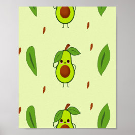 Cute kawaii avocado poster