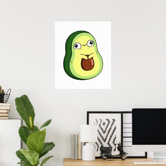 Cute Kawaii Avocado Poster (Thuiskantoor)