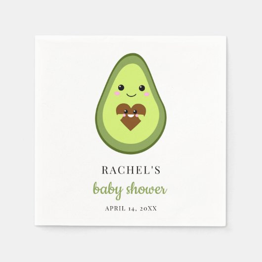Cute Kawaii Avocado Pregnant Baby shower Fiesta Servet (Voorkant)