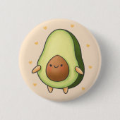 Cute Kawaii Avocado Ronde Button 5,7 Cm (Voorkant)