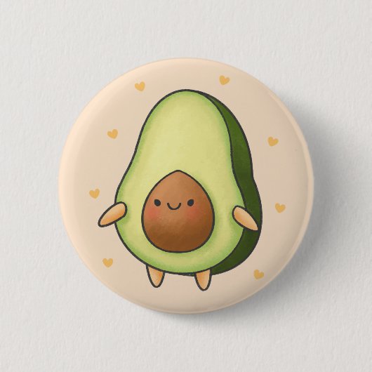 Cute Kawaii Avocado Ronde Button 5,7 Cm (Voorkant)